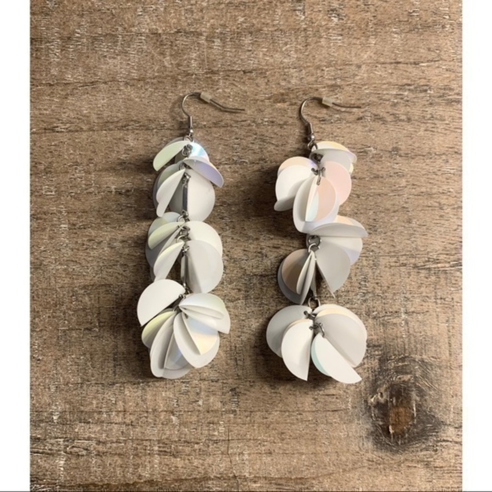 White Dangly Earrings